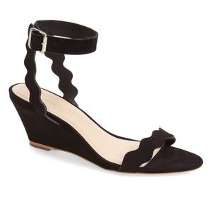 LOEFFLER RANDALL MINNIE SCALLOP WEDGE SANDAL SZ 9